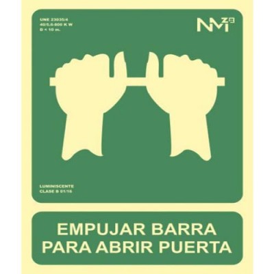 SEÑAL "EMPUJAR BARRA PARA ABRIR PUERTA" 224X300 PVC VERDE ARCHIVO 2000 6170-01H VE