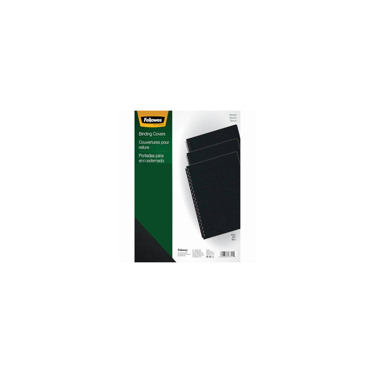 PACK 100 PORTADAS PVC OPACO NEGRO 180 MICRAS A4 FELLOWES 5100301