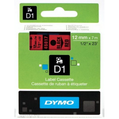 CINTA ROTULADORA D1 12MMX7M NEGRO ROJO DYMO S0720570