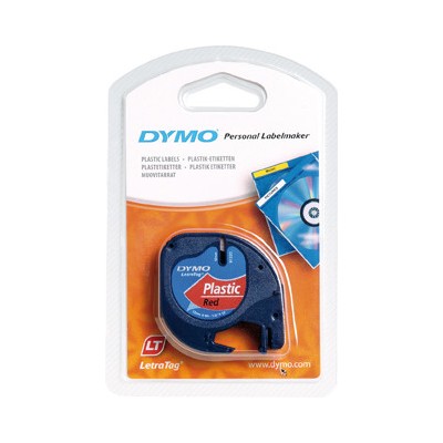 CINTA ROTULADORA LETRATAG 12MMX4M NEGRO ROJO DYMO S0721630