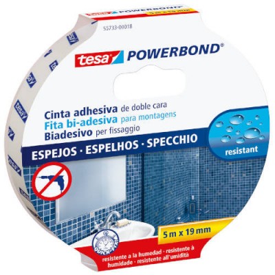 CINTA ADHESIVA POWERBOND DOBLE CARA EXTRA FUERTE ESPEJOS 19MMX5M TESA 55733 00018 02