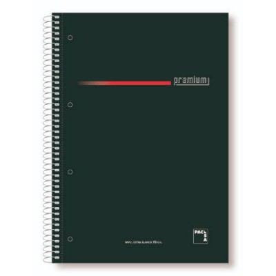 CUADERNO SERIE PREMIUM TAPA EXTRA DURA 70 GRS A 4 210X297MM MICROPERFORADO 160 HOJAS CUADRiCULA 5X5 GRECA NEGRO PACSA 16396