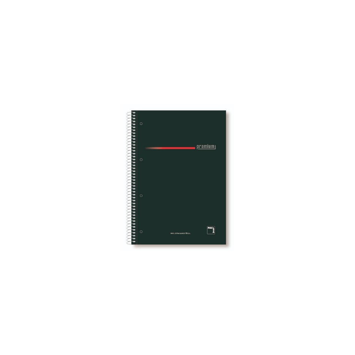 CUADERNO SERIE PREMIUM TAPA EXTRA DURA 70 GRS A 4 210X297MM MICROPERFORADO 160 HOJAS CUADRiCULA 5X5 GRECA NEGRO PACSA 16396