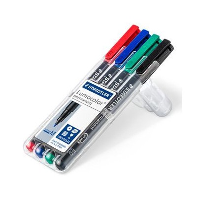 ESTUCHE 4 MARCADORES LUMOCOLOR PERMANENTE PUNTA MEDIA 1MM SURTIDOS STAEDTLER 317 WP4