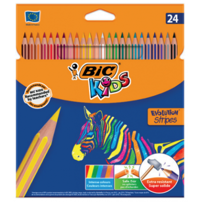 BLISTER 24 LAPICES DE COLORES EVO STRIPES COLORES SURTIDOS BIC 950525