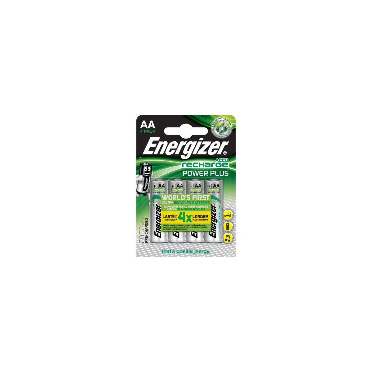 BLISTER 4 PILAS RECARGABLES POWER PLUS POTENCIA 2000 MAH TIPO HR6 ENERGIZER E300626700