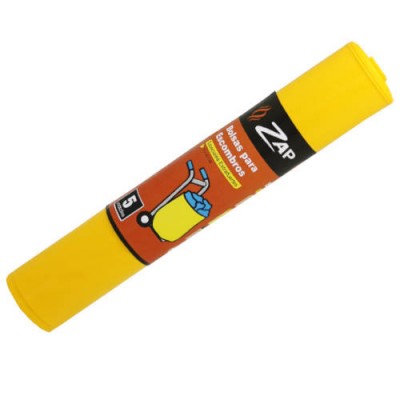 ROLLO 5 UNIDADES BOLSA BASURA AMARILLO ESPECIAL ESCOMBROS 50 LITROS ZAP 320392