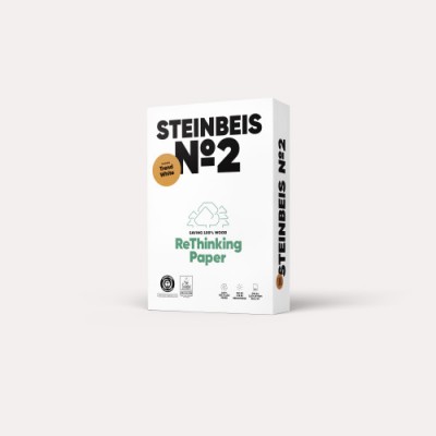 PAQUETE 500H PAPEL RECICLADO 80GR A4 TREND WHITE Nº2 ISO80 STEINBEIS 144073