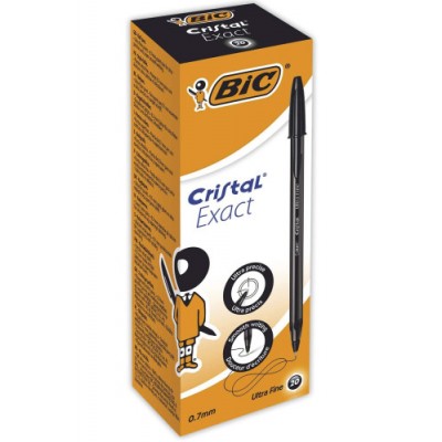 BIC Cristal Exact Negro Boligrafo Ultrafino 20 piezas