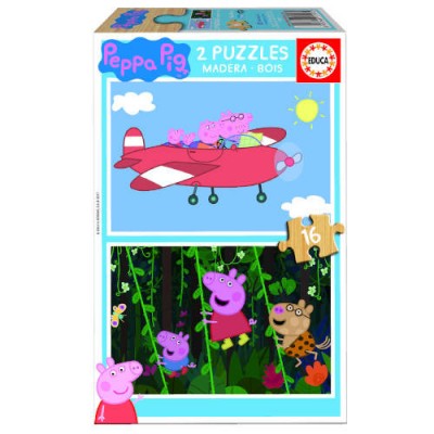 PUZZLE MADERA PEPA PIG 2X16 PIEZAS EDUCA BORRAS 17157