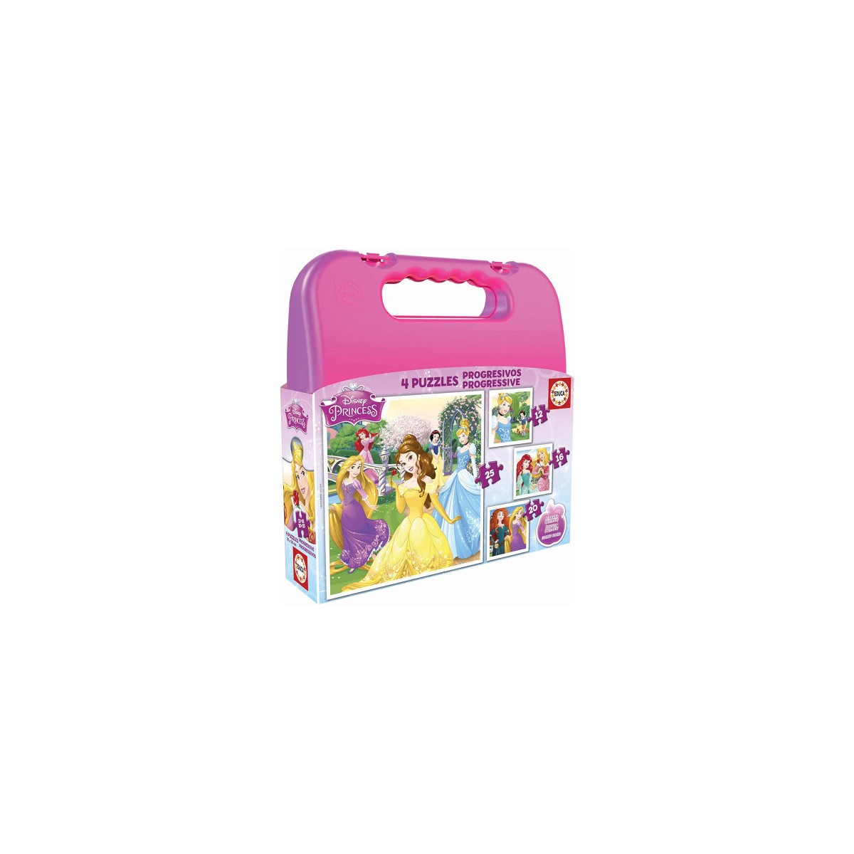 MALETA PUZZLES PROGRESIVOS PRINCESAS DISNEY 12 16 20 25 DE 3 6 ANOS EDUCA BORRAS 16508