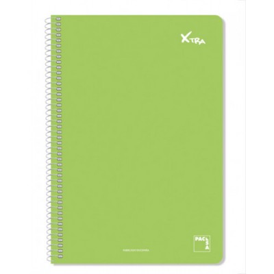 CUADERNO SERIE XTRA 60GRTAPA CONTRACOLADA FOLIO 215X310MM 80 HOJAS CUADRiCULA 4X4 COLOR VERDE OSCURO PACSA 16078