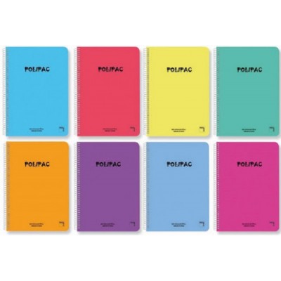 CUADERNO SERIE POLIPAC TAPA POLIPROPILENO FOLIO 215X310MM 80 HOJAS CUADRiCULA 4X4 8 COLORES SURTIDOS PACSA 16952