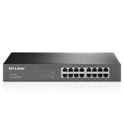 SWITCH CON BASE DE MONTAJE TP LINK DE ESCRITORIO DE 16 PUERTOS GIGABIT