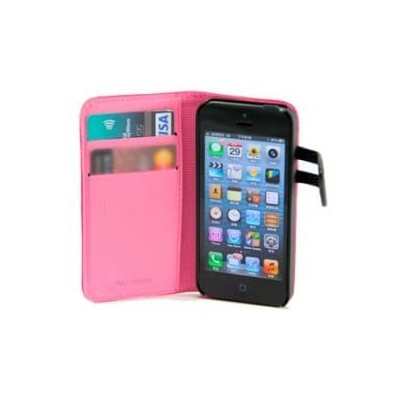 FUNDA WAZZABEE PARA IPHONE 5 POLIPIEL MARCO INTERIOR PLASTICO CIERRE MAGNETICO ROSA WB M30WP PK