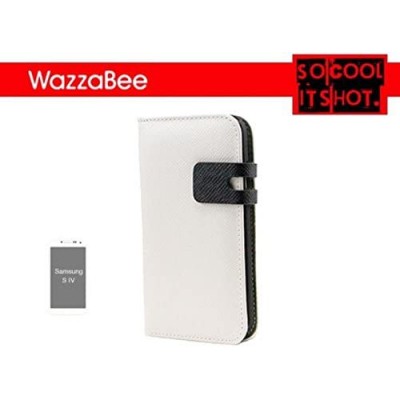 FUNDA WAZZABEE PARA SAMSUNG S IV POLIPIEL MARCO INT PLASTICOCIERRE MAGNETICOBLANCO WB S4 WP WH