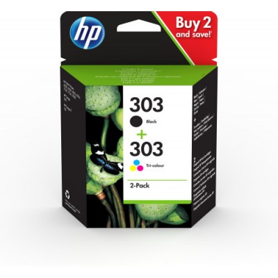 HP Paquete de 2 cartuchos de tinta Original 303 negro tricolor