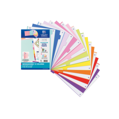 KIT SEPARADORES PP 500 MICRAS A4 10 POSICIONES COLORES PASTEL Y VIVOS OXFORD 400159038