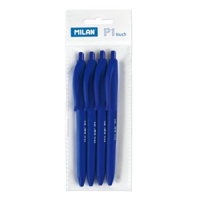 BOLSA CON COLGADOR 4 BOLiGRAFOS P1 TOUCH AZUL MILAN 176510804