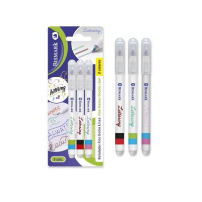 SET 3 ROTULADORES LETTERING DE DOBLE LINEA BICOLOR BISMARK 330009