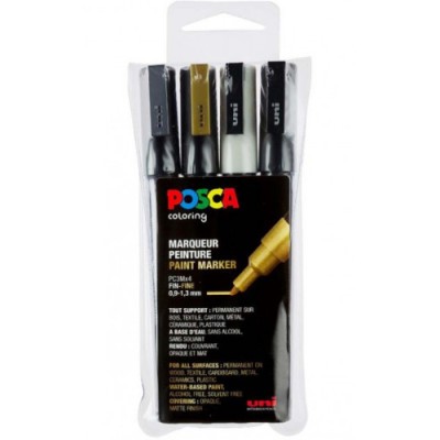 ESTUCHE 4 UDS PC 3M GSWB POSCA UNIBALL 182634673