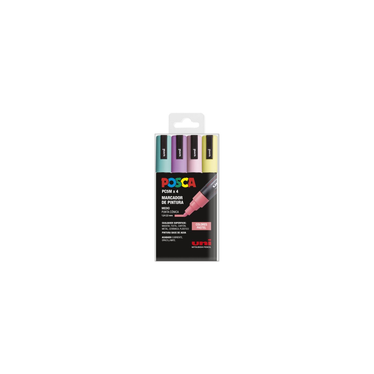 ESTUCHE 4 UDS PC 5M PASTEL POSCA UNIBALL 182634811