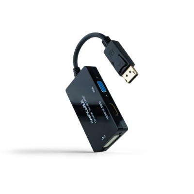 Nanocable Conversor DISPLAYPORT a HDMI DVI VGA 20 cm Negro