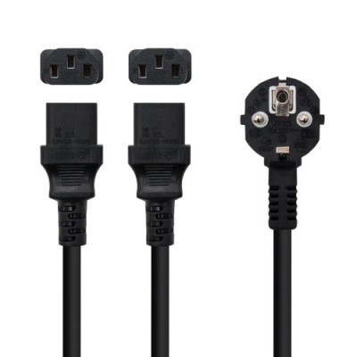 Nanocable Cable de Alimentacion CEE7 M a 2xC13 H Negro 18 m