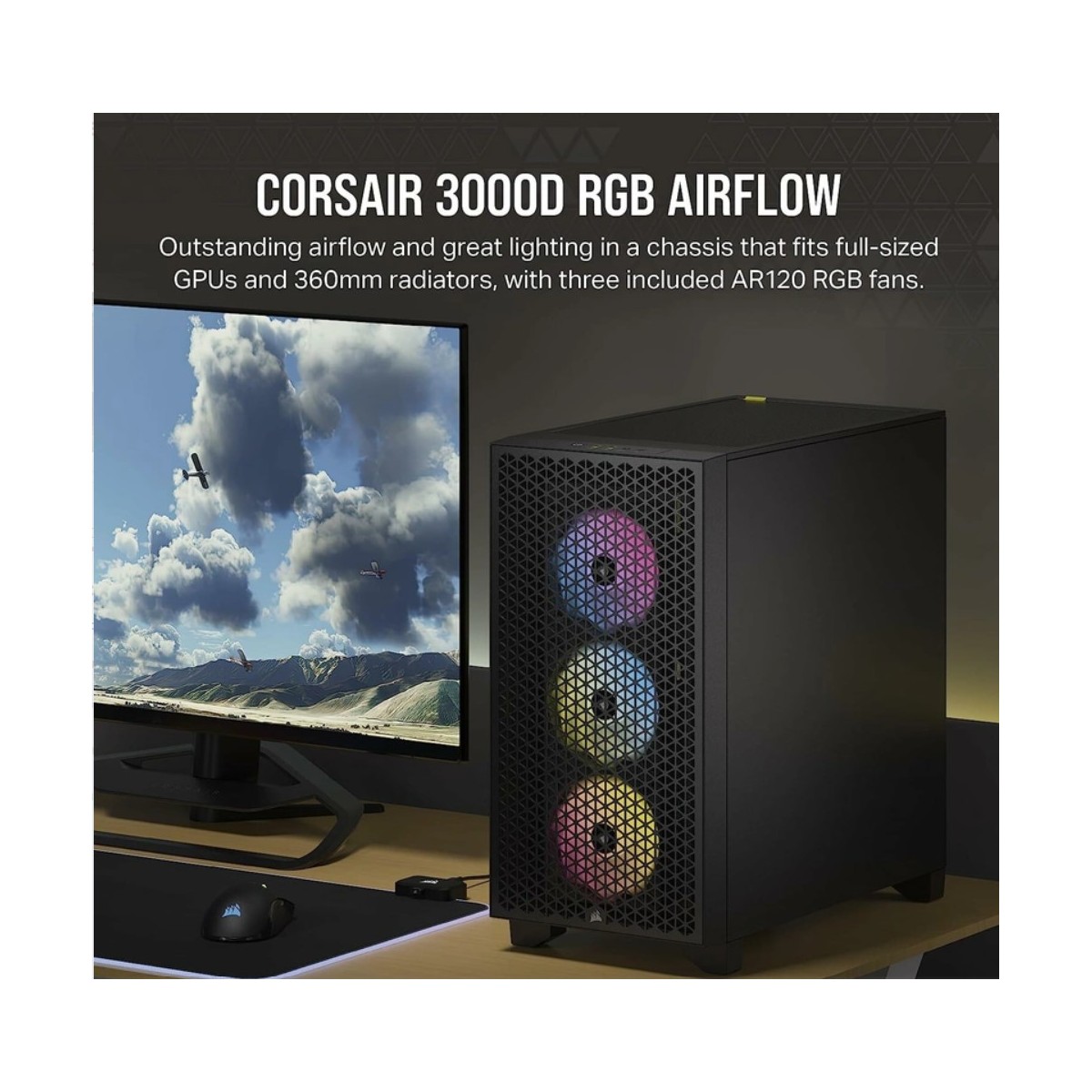 CAJA CORSAIR 3000D RGB AIRFLOW MID TOWER NEGRA CC 9011255 WW