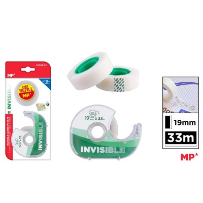 CINTA ADHESIVA INVISIBLE19 MM X 33 M CON DISPENSADOR