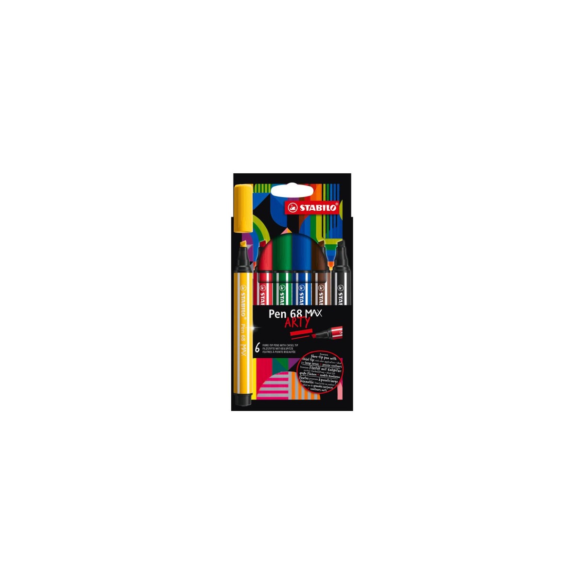 ESTUCHE ARTY CON 6 COLORES ROTULADOR PREMIUM CON PUNTA BISELADA PEN 68 MAX STABILO 768 06 21