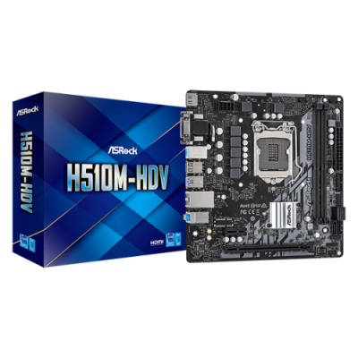 PLACA ASROCK H510M HDV M2 SEINTEL1200H5102DDR464GBVGADVIHDMIGBLAN4SATA34USB32M2MATX