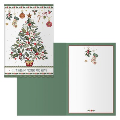 PACK 6 TARJETAS DE FELICITACIoN NAVIDAD TAMANO 115 X 17 CM MODELO aRBOL DOHE 70007