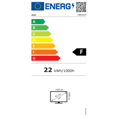 MONITOR ACER 238 CB242YEbmiprx UMQB2EEE01 ZeroFrame 100Hz IPS 1msVRB 250nits VGA HDMI DP MM Audio in out FreeSync EU TCO Black 