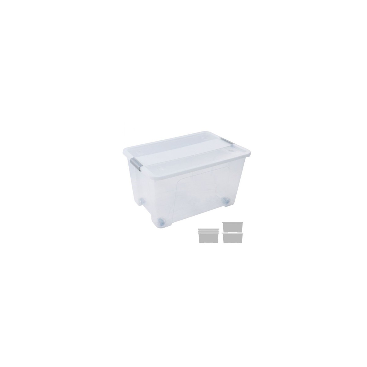 CAJA DE ALMACENAJE CON TAPA Y RUEDAS 52 LITROS 40X57X32CM PP TRANSPARENTE ARCHIVO 2000 CP1482052 CS TP