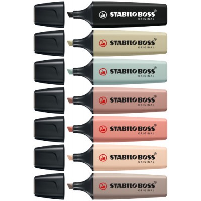 STABILO BOSS NatureColors marcador 6 piezas Punta de cincel Negro Bronce Verde Gris Verde claro