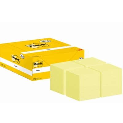 PACK 186 BLOCS 100 HOJAS NOTAS ADHESIVAS 38X51MM CANARY YELLOW CAJA CARToN 653 CY VP24 POST IT 7100317764