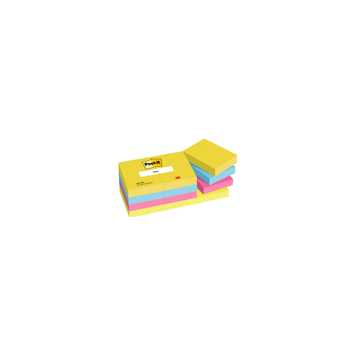 PACK 12 BLOCS 100 HOJAS NOTAS ADHESIVAS 38X51MM COLECCIoN ENERGETIC EN CAJA CARToN 653 TFEN POST IT 7100290179