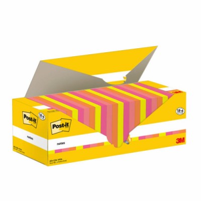 PACK 186 BLOCS 100 HOJAS NOTAS ADHESIVAS 76X76MM COLORES SURTIDOS CAJA CARToN 654 COL VP24 POST IT 7100317837