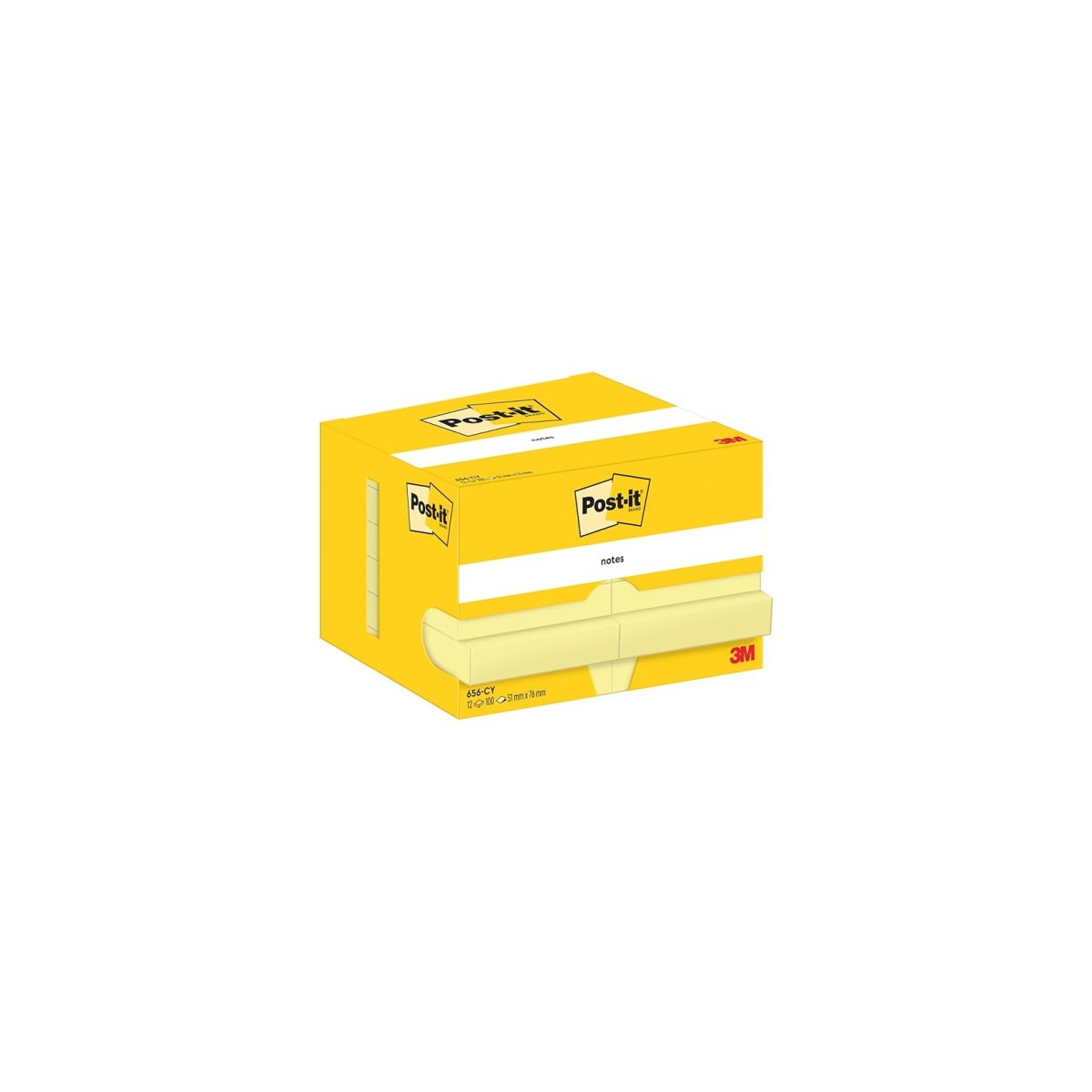 PACK 12 BLOCS 100 HOJAS NOTAS ADHESIVAS 51X76MM CANARY YELLOW CAJA CARToN 656 POST IT 7100290170