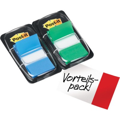 PACK 2 DISPENSADORES X 50 MARCADORES INDEX 254X432MM COLORES AZUL VERDE 680 GB2 POST IT 7000052570