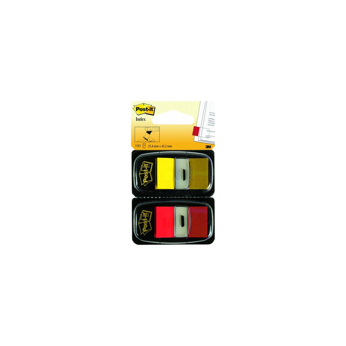 PACK 2 DISPENSADORES X 50 MARCADORES INDEX 254X432MM COLORES ROJO AMARILLO 680 RY2 POST IT 7000052571