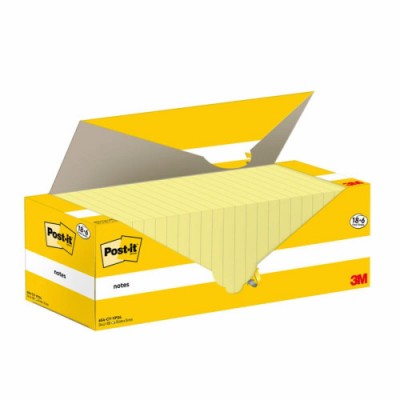 PACK 186 BLOCS 100 HOJAS NOTAS ADHESIVAS 76X76MM CANARY YELLOW CAJA CARToN 654 CY VP24 POST IT 7100319213