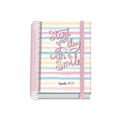 AGENDA ESCOLAR 2024 2025 TAMANO A6 TAPA CARTON FORRADO DiA PaGINA SMILE PRIME DOHE 51771