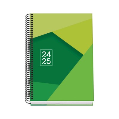 AGENDA ESCOLAR 2024 2025 TAMANO A5 TAPA CARTON FORRADO SEMANA VISTA TANGRAM BASIC VERDE DOHE 51746