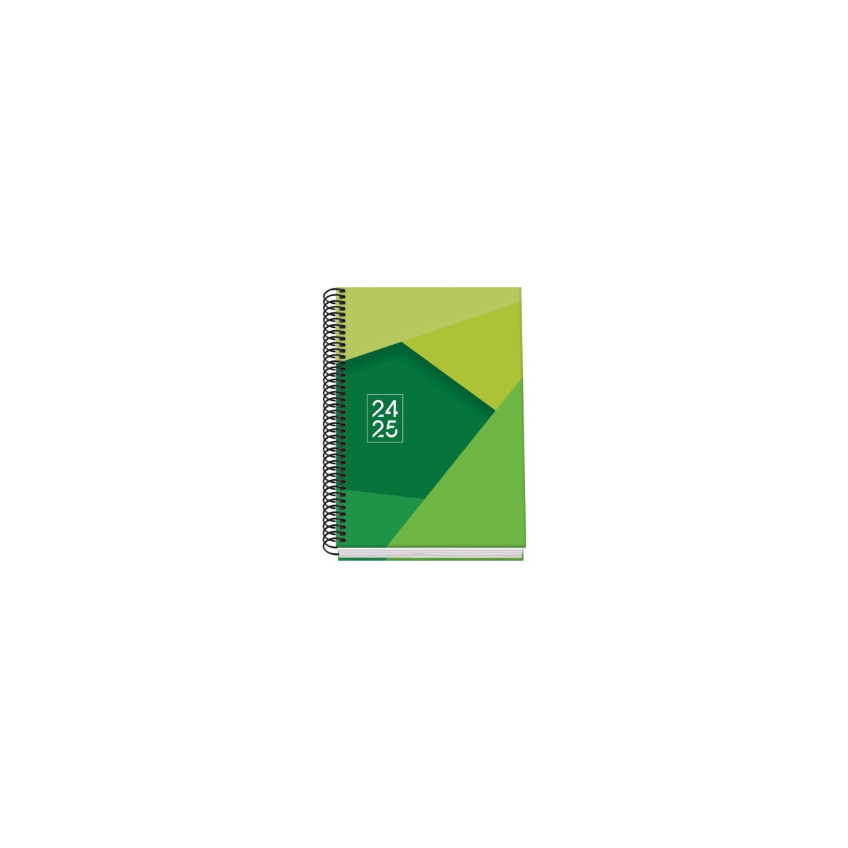 AGENDA ESCOLAR 2024 2025 TAMANO A5 TAPA CARTON FORRADO DiA PaGINA TANGRAM BASIC VERDE DOHE 51742