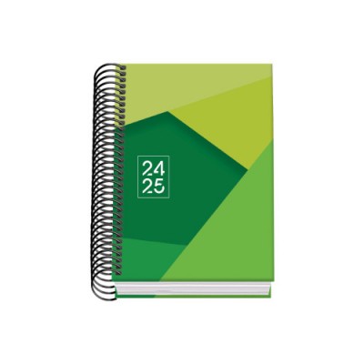 AGENDA ESCOLAR 2024 2025 TAMANO A6 TAPA CARTON FORRADO DiA PaGINA TANGRAM BASIC VERDE DOHE 51750