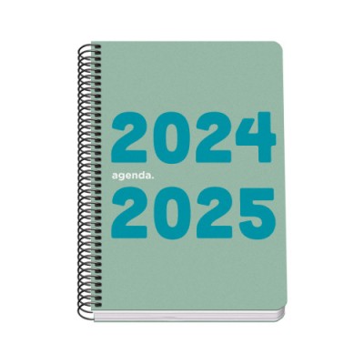 AGENDA ESCOLAR 2024 2025 TAMANO A5 TAPA POLIPROPILENO DiA PaGINA MEMORY BASIC VERDE DOHE 51757