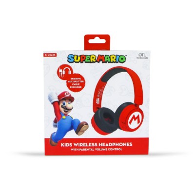 OTL Technologies Super Mario Auriculares Inalambrico y alambrico Diadema Musica USB Tipo C Bluetooth Rojo Negro