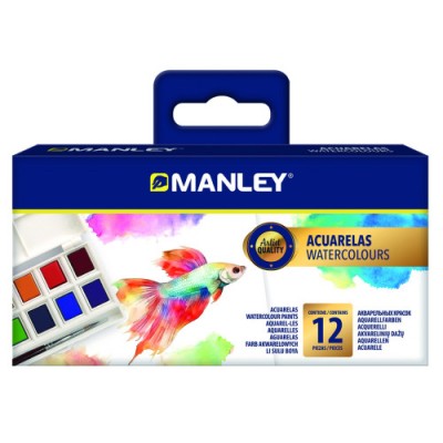 ESTUCHE ACUARELA 12 COLORES MANLEY MAQ00012